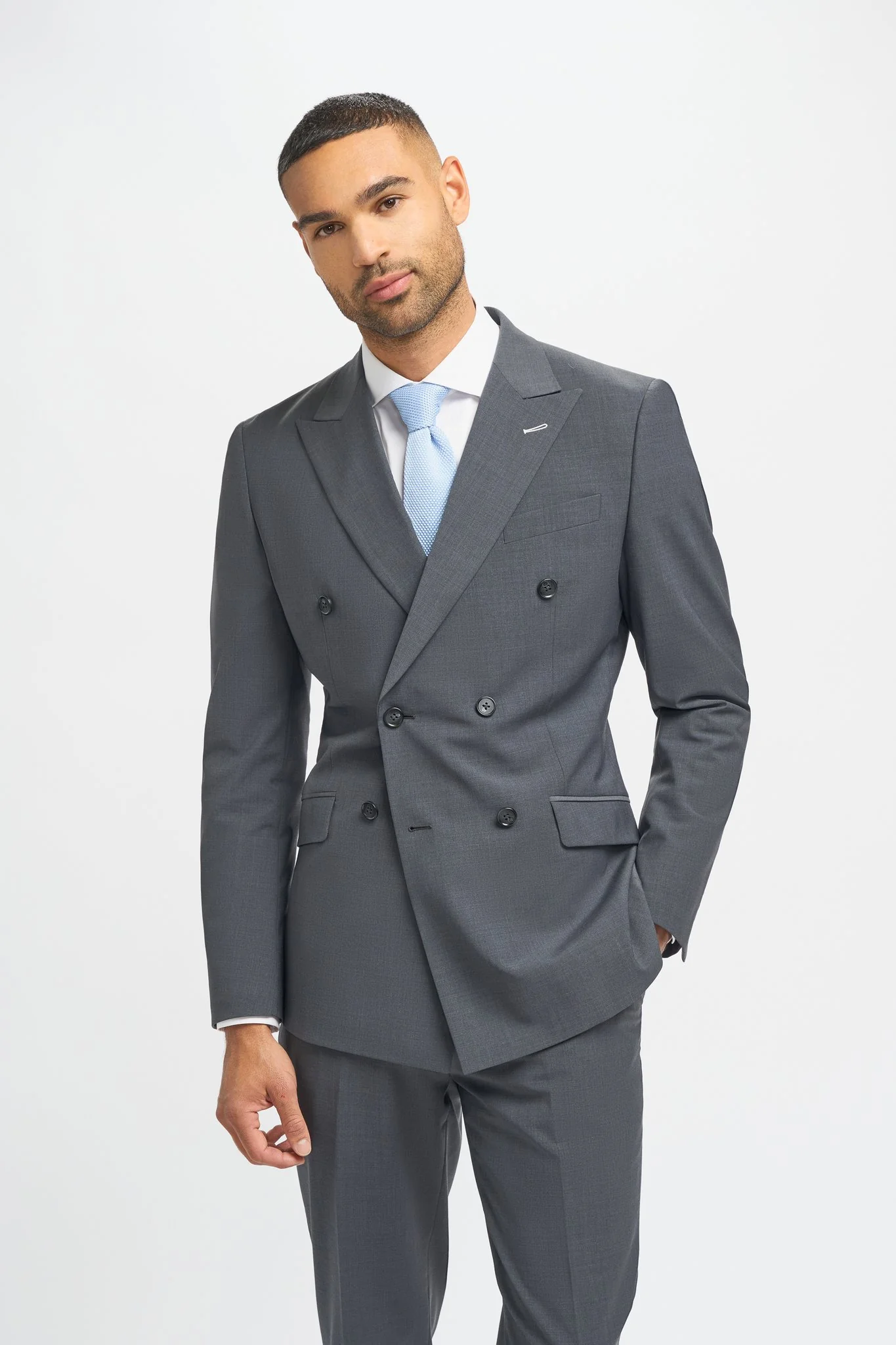 Bond Wool Rich Charcoal Double Breasted Suit - Image 2