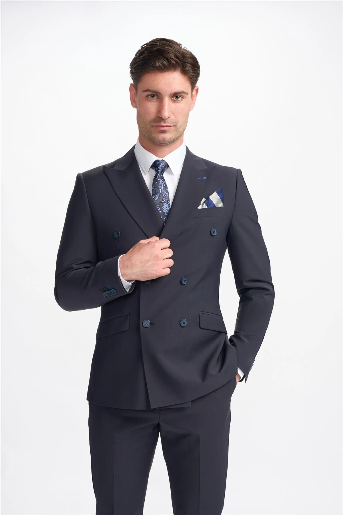 Bond Wool Rich Midnight Navy Double Breasted Two Piece Suit - Image 2