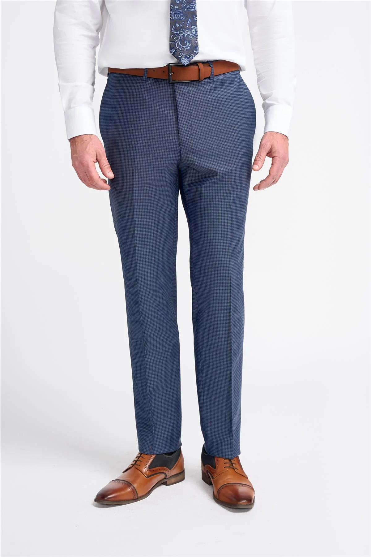 Bond Wool Rich Navy Check Double Breasted Two Piece Suit - Image 3
