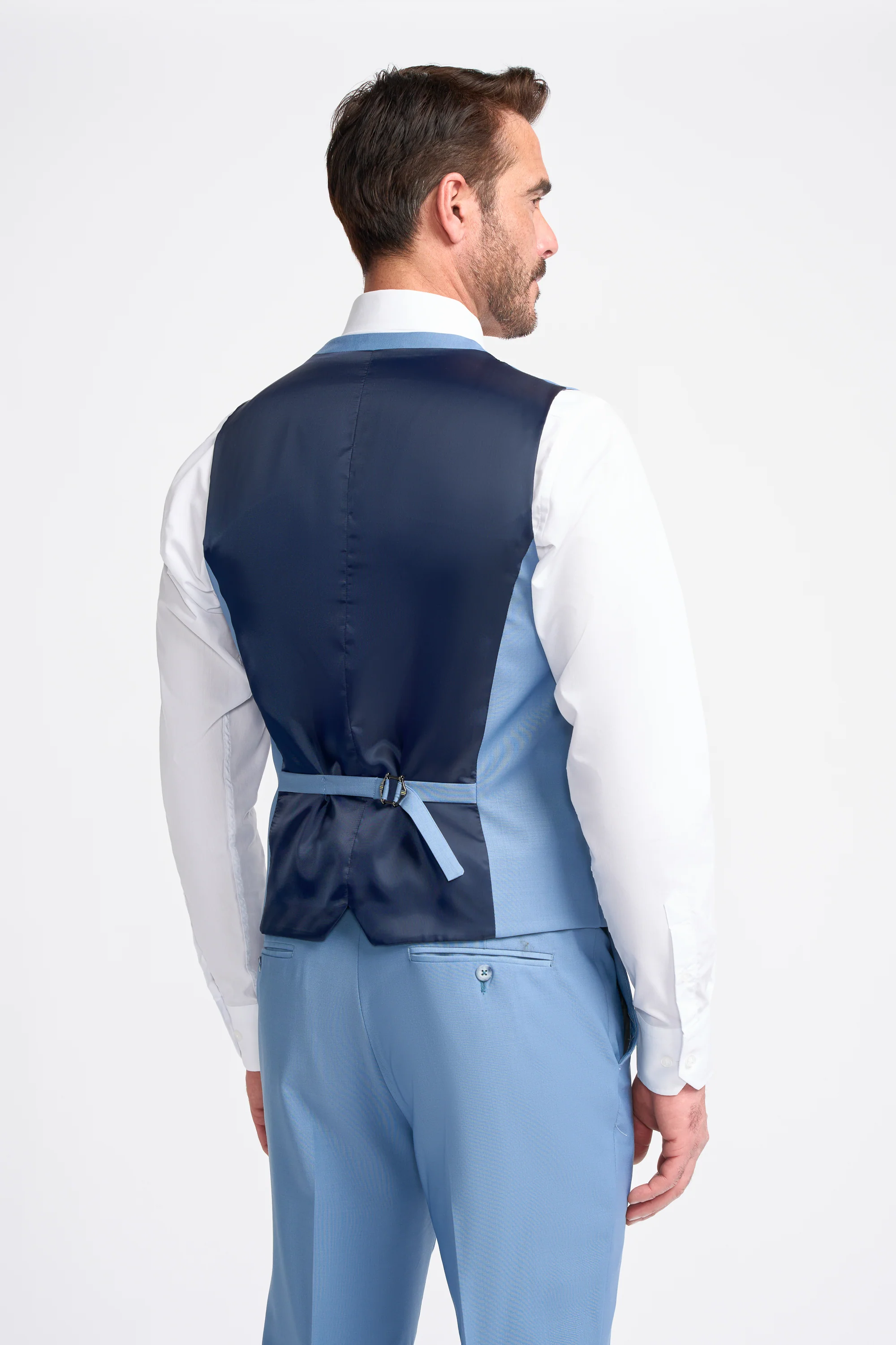 Bond Wool Rich Ocean Blue Three Piece Suit - Image 6