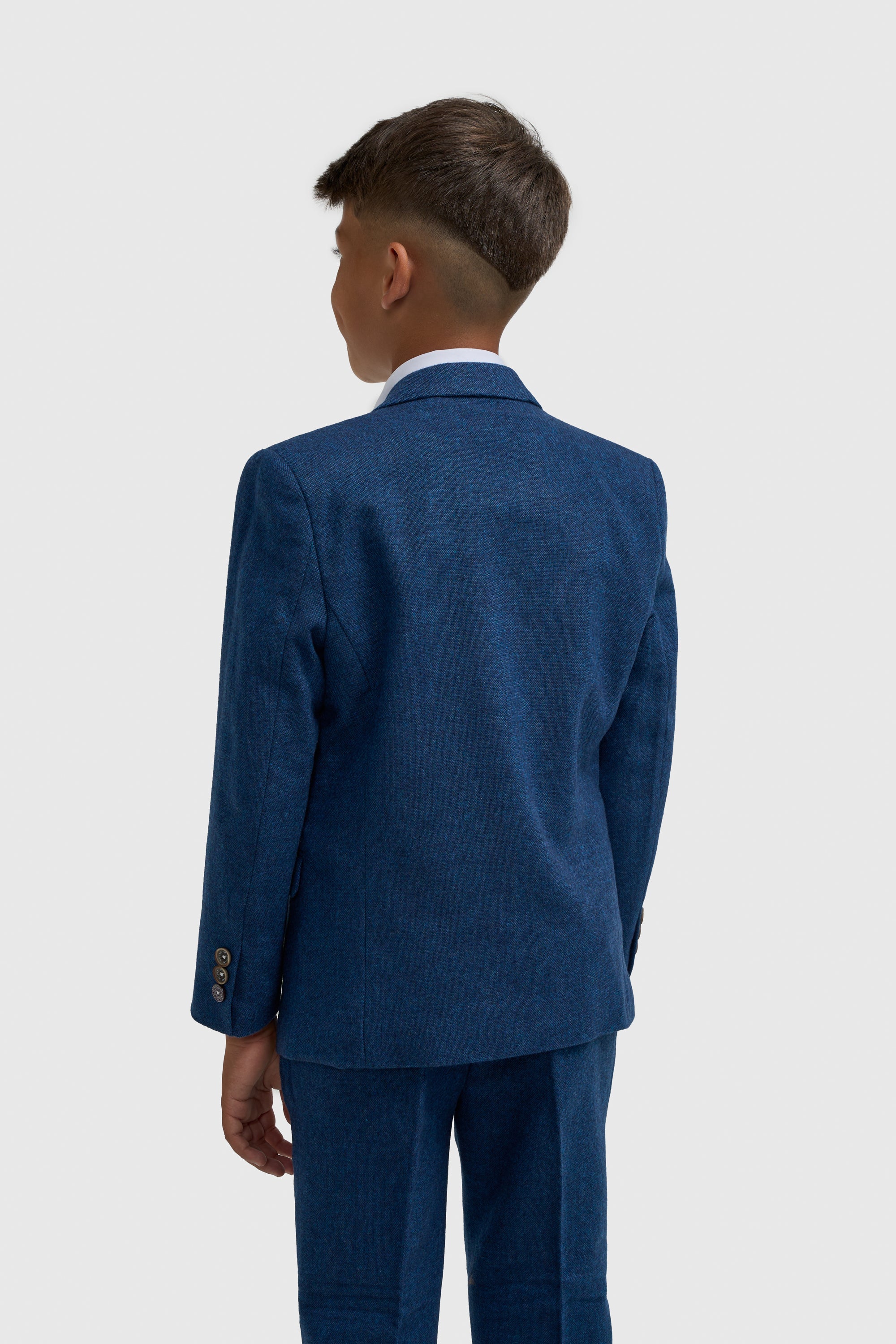 Boys Blue Tweed Three Piece Suit - Image 3