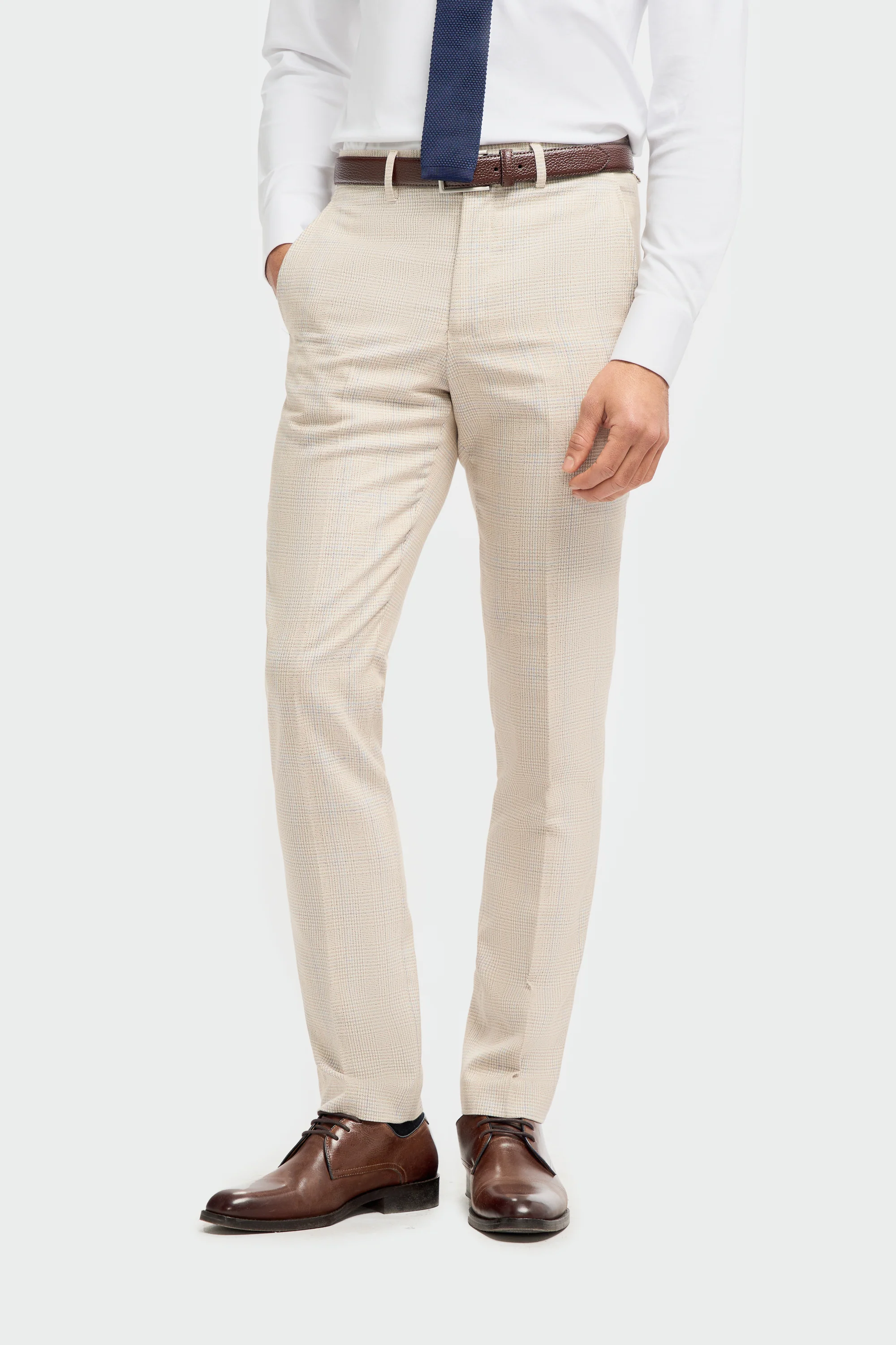 Caridi Beige Check Double Breasted Two Piece Suit - Image 6