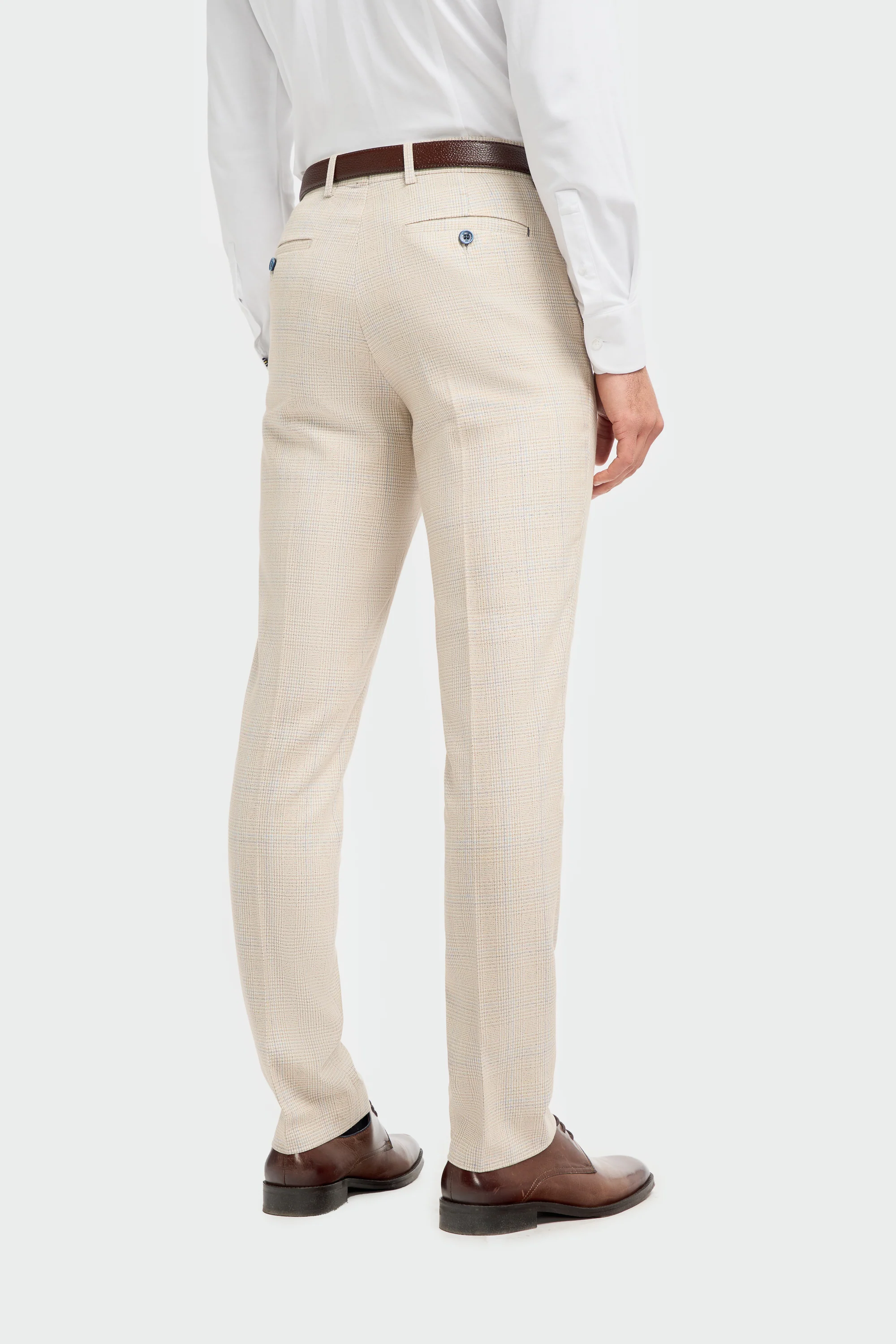 Caridi Beige Check Double Breasted Two Piece Suit - Image 7