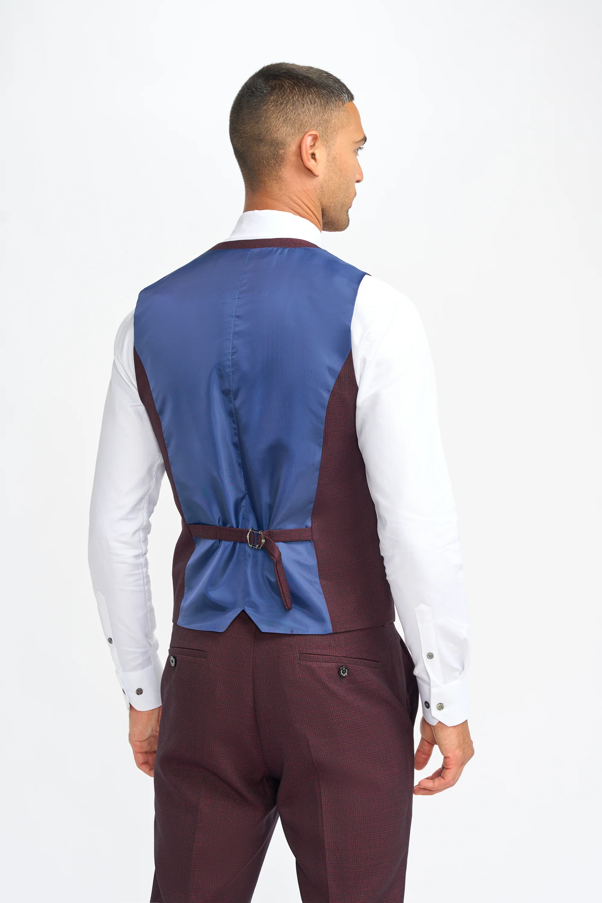 Caridi Wine Regular Check Three Piece Suit - Image 6