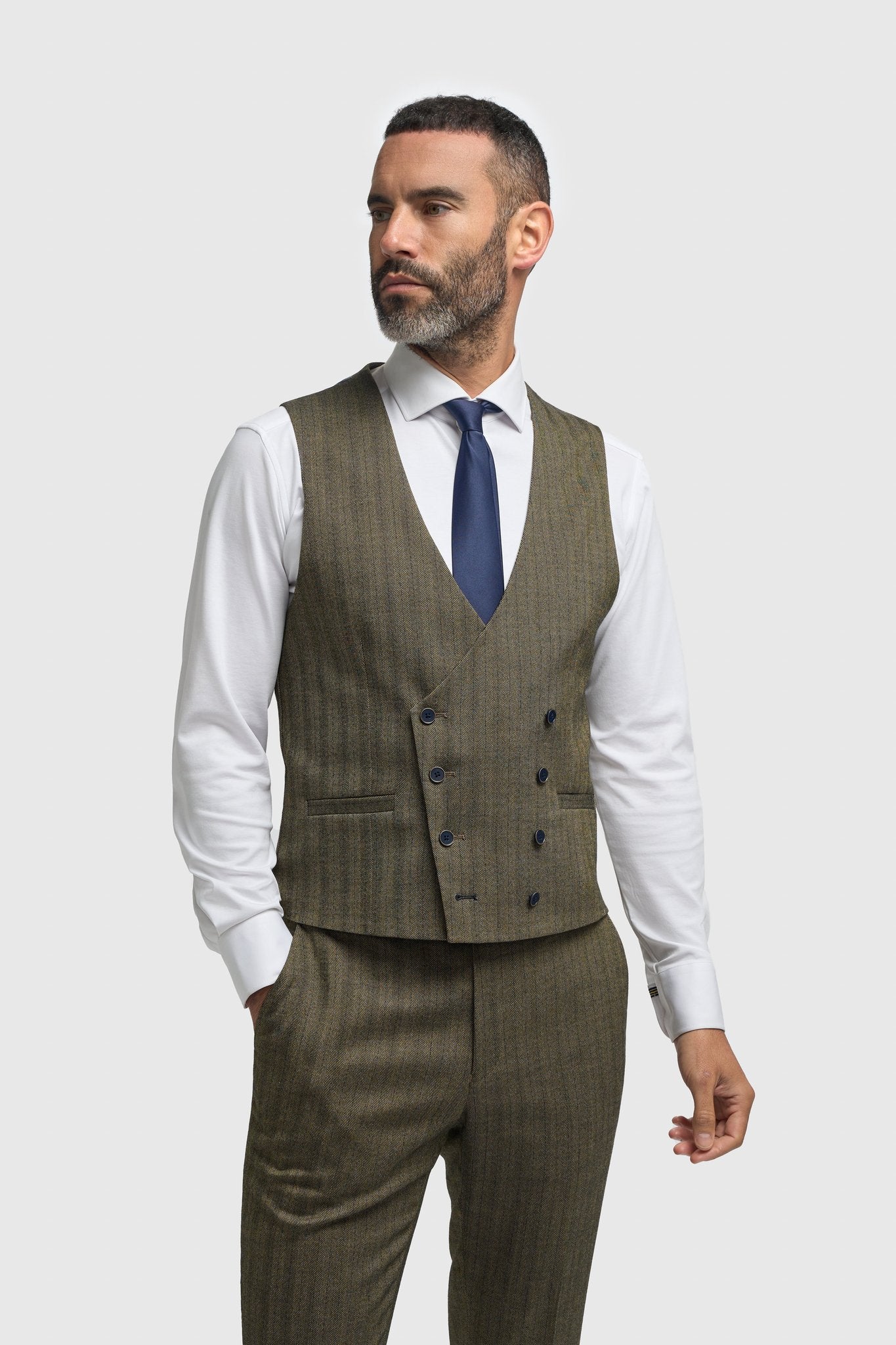 Damon Three Piece Suit with Double Breasted Waistcoat - Image 4