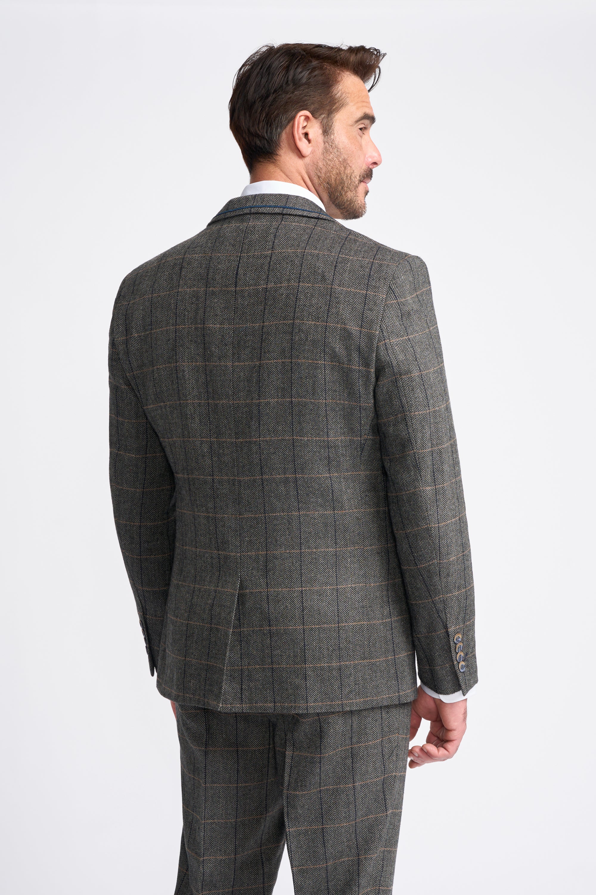 Grey Tweed Check Three Piece Suit - Image 3