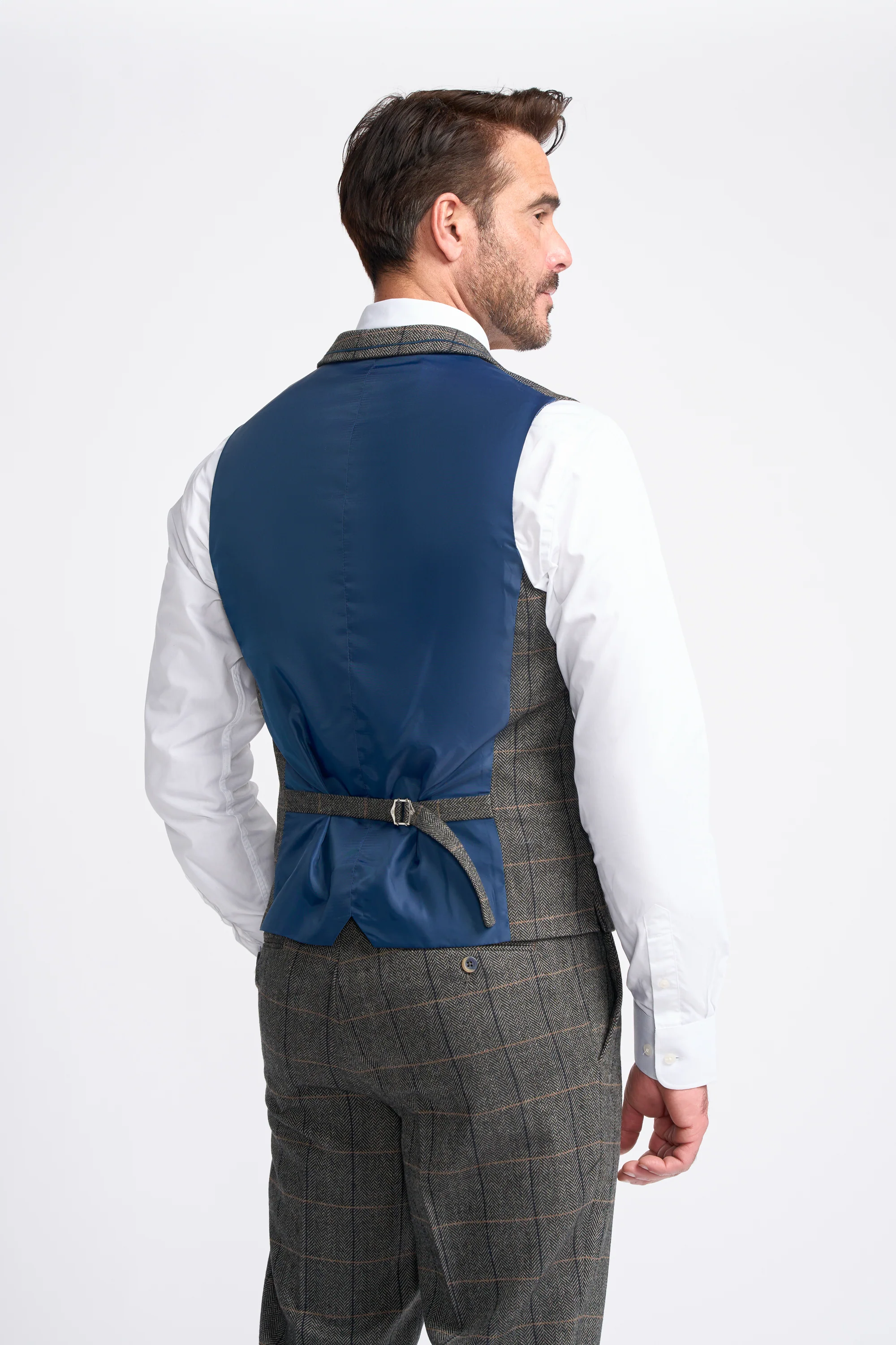 Grey Tweed Check Three Piece Suit - Image 6