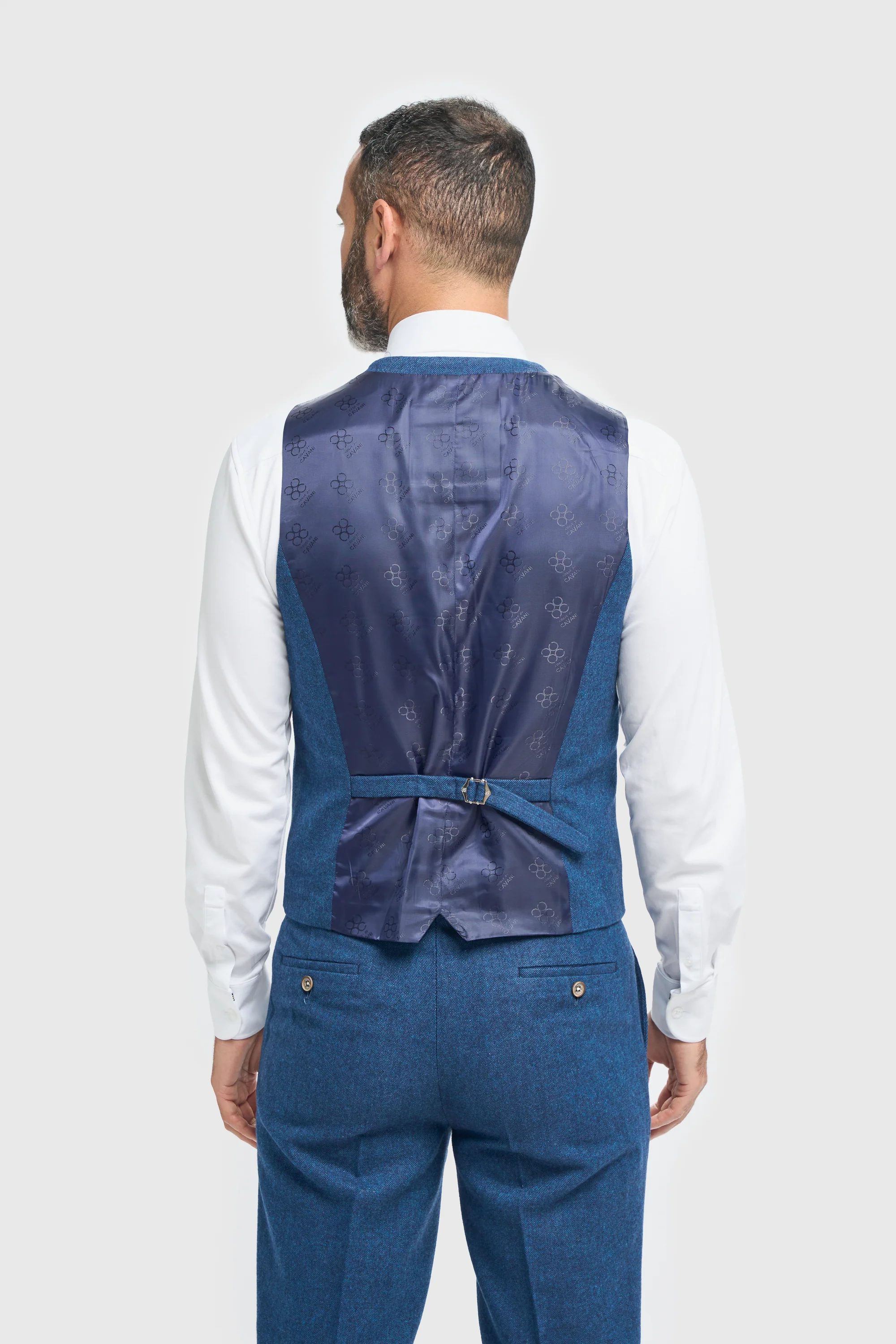Blue Tweed Slim Fit Three Piece Suit - Image 7