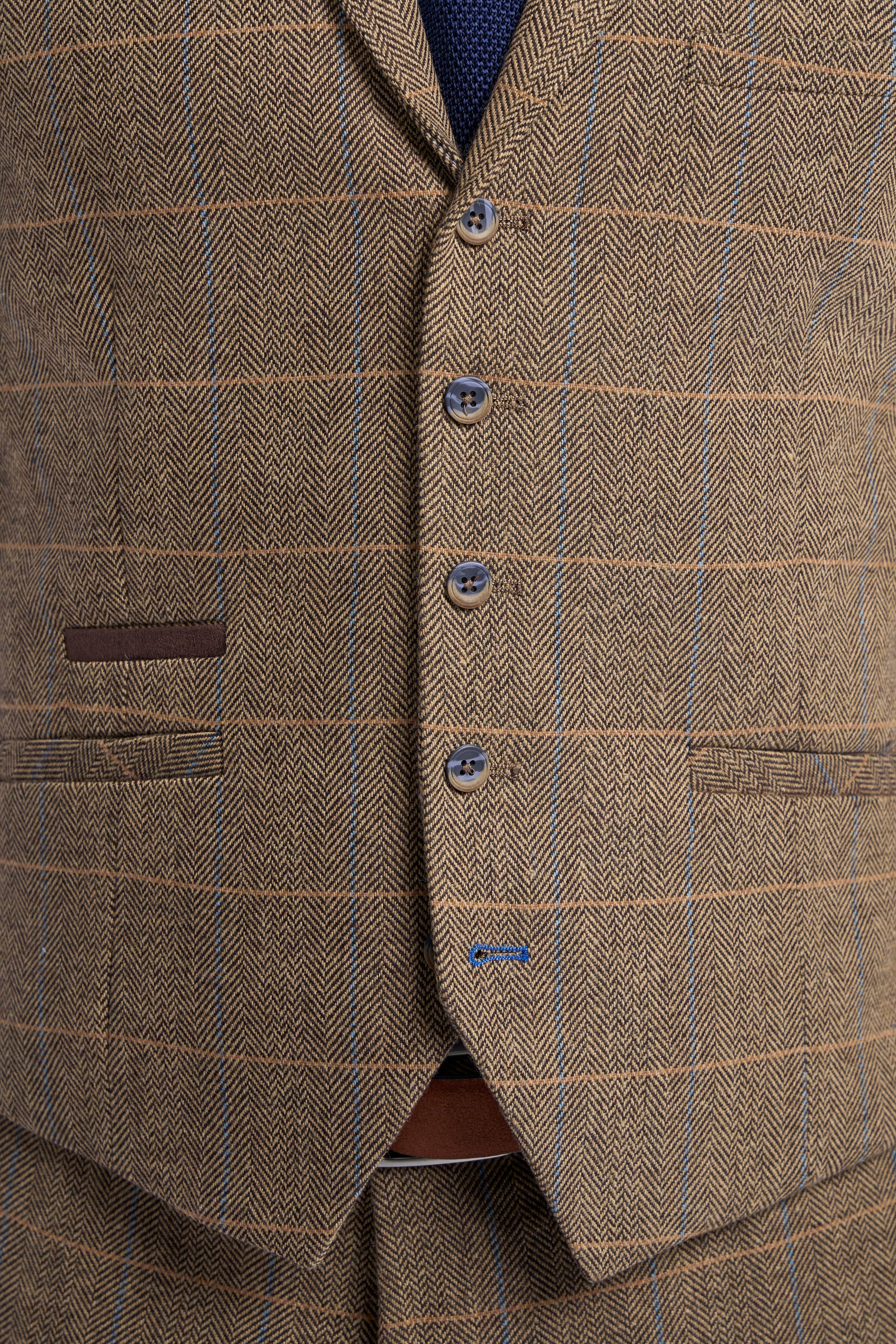 Brown Check Tweed Waistcoat - Image 3