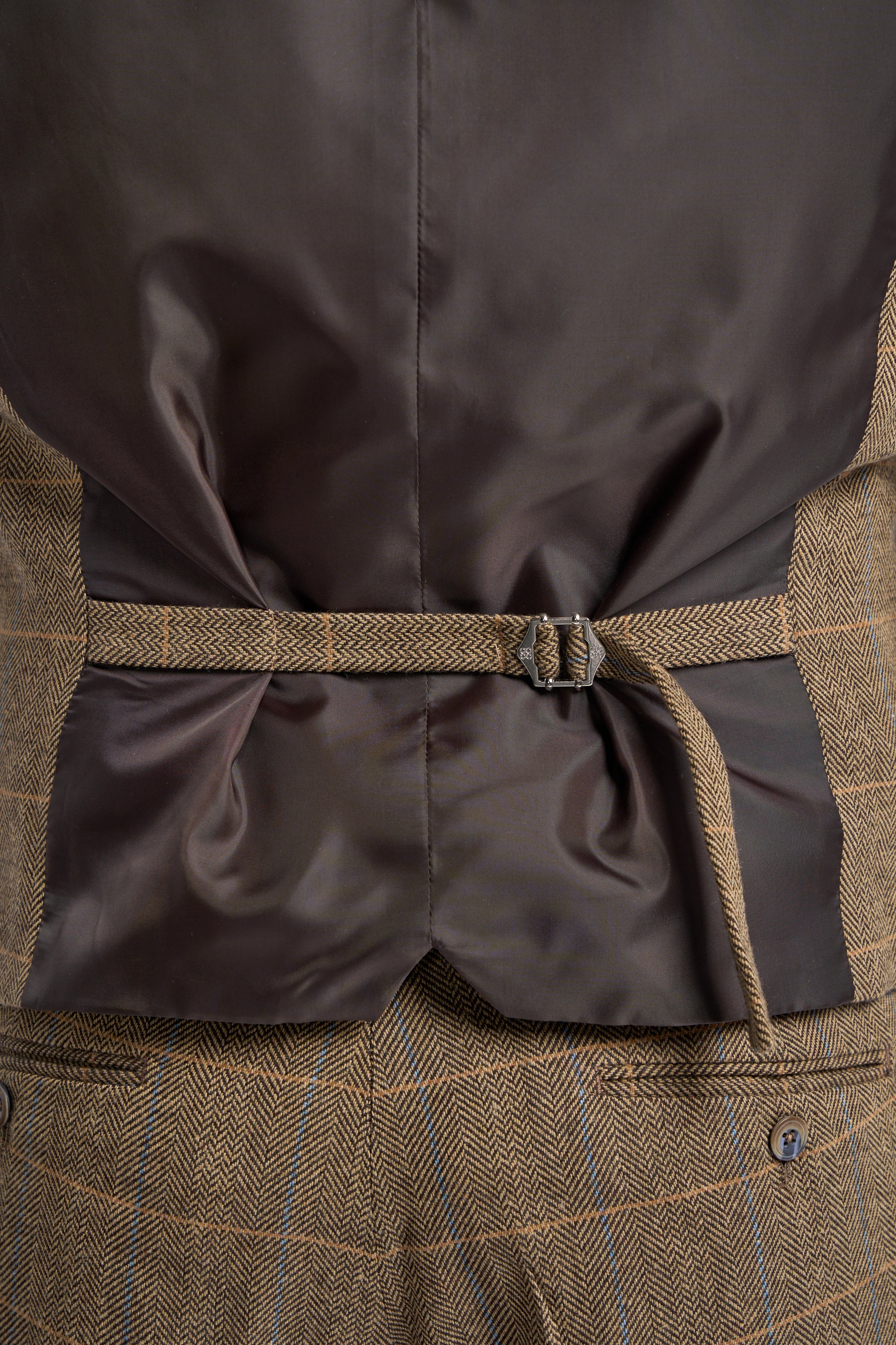 Brown Check Tweed Waistcoat - Image 5