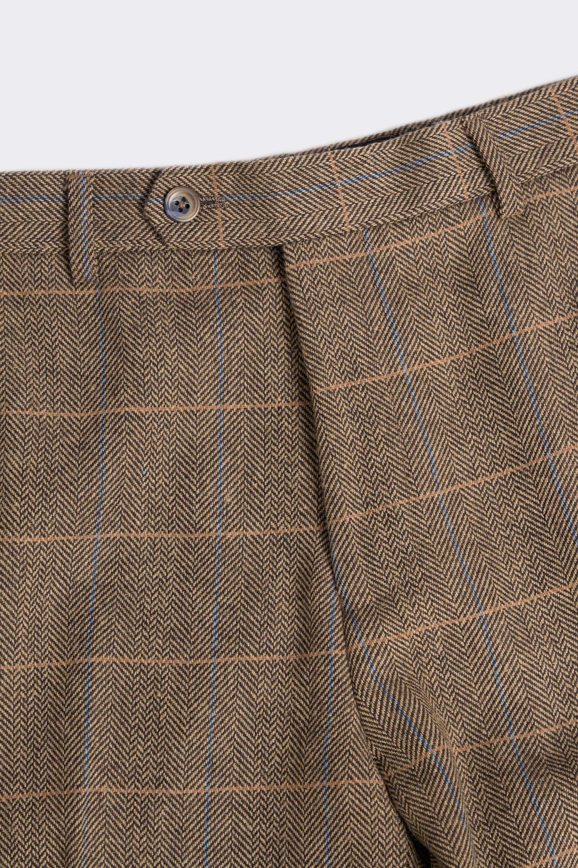 Brown Tweed Check Trousers - Image 4
