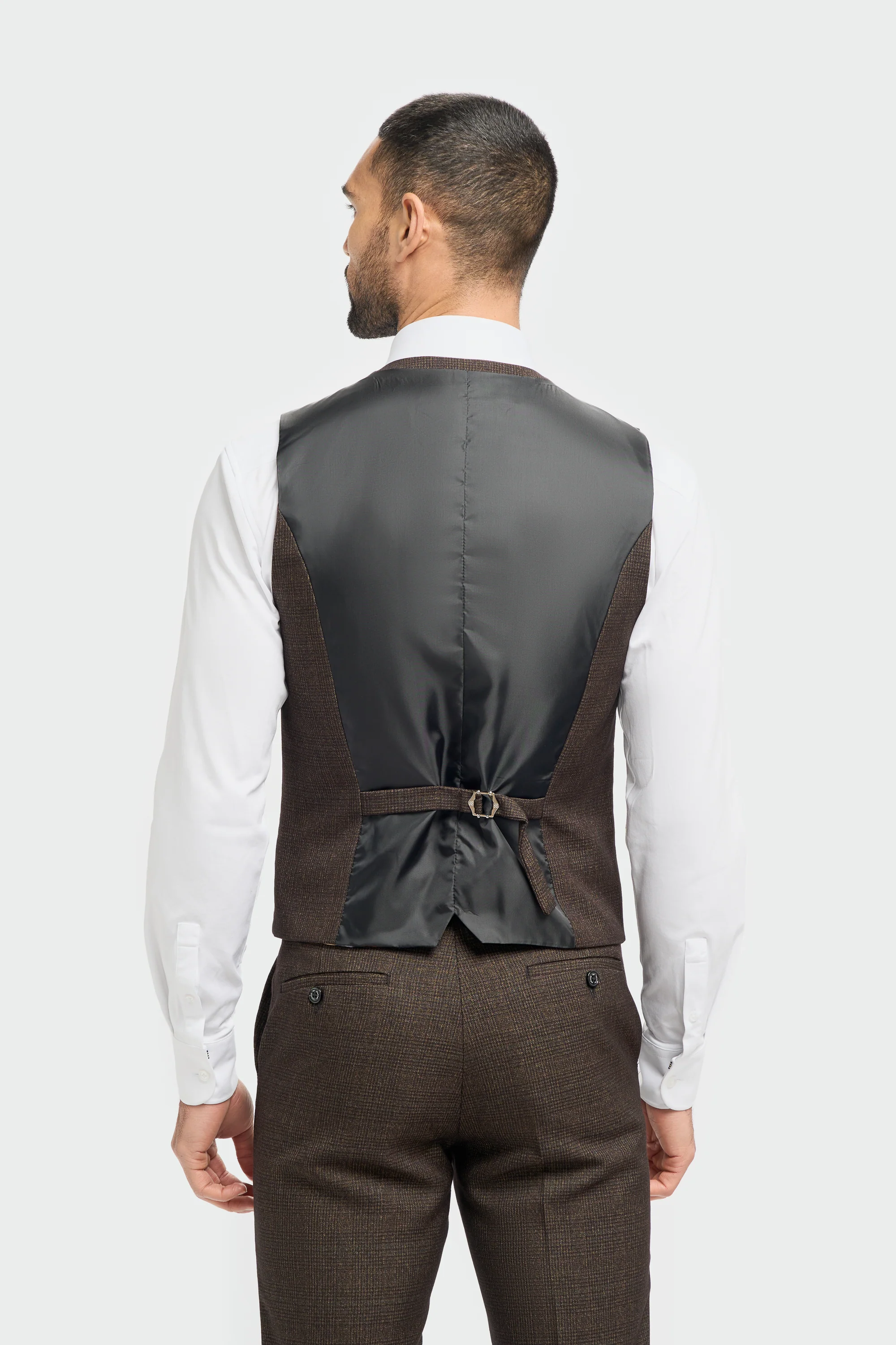Caridi Brown Regular Check Three Piece Suit - Image 7