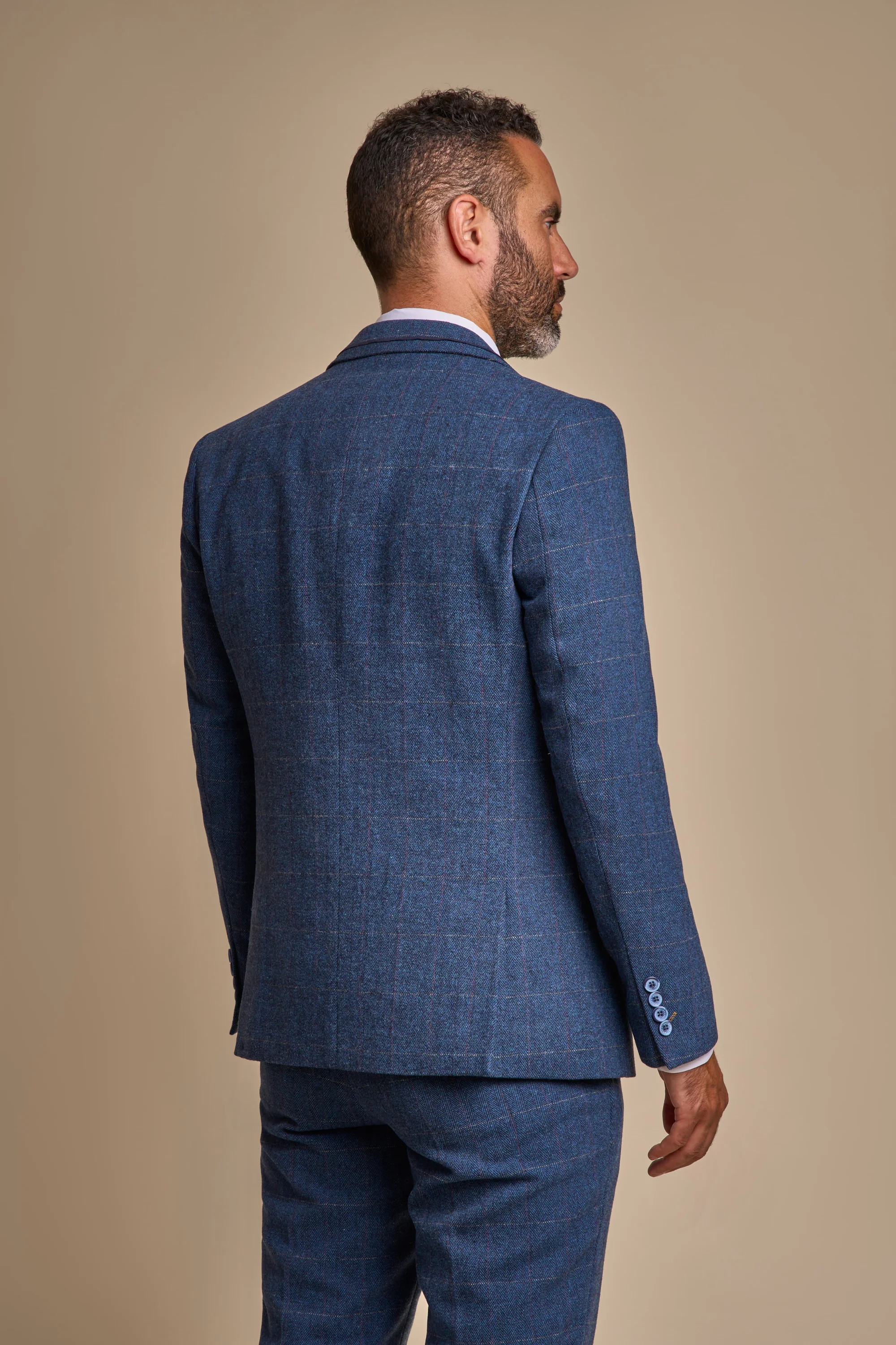 Carnegi Navy Regular Tweed Three Piece Suit - Image 3