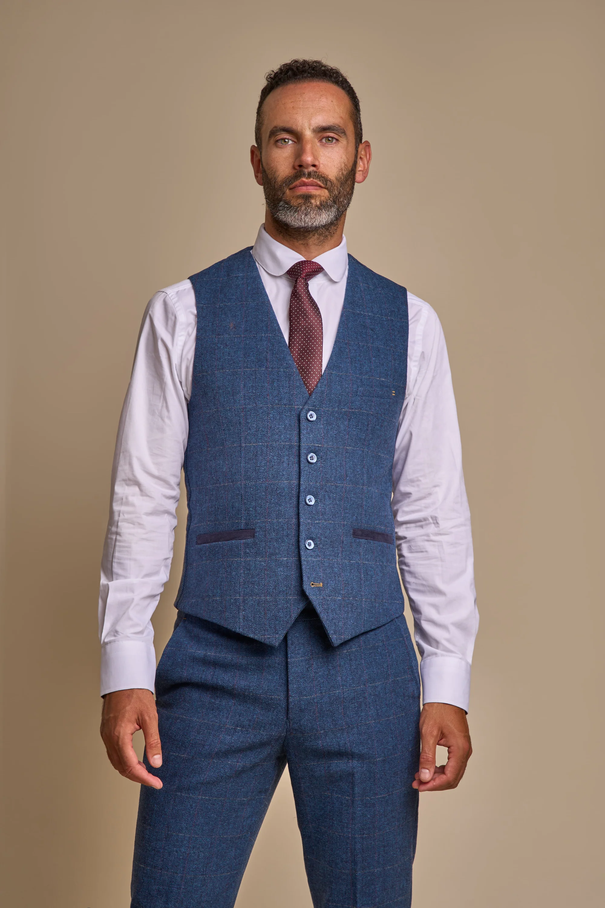 Carnegi Navy Regular Tweed Three Piece Suit - Image 4
