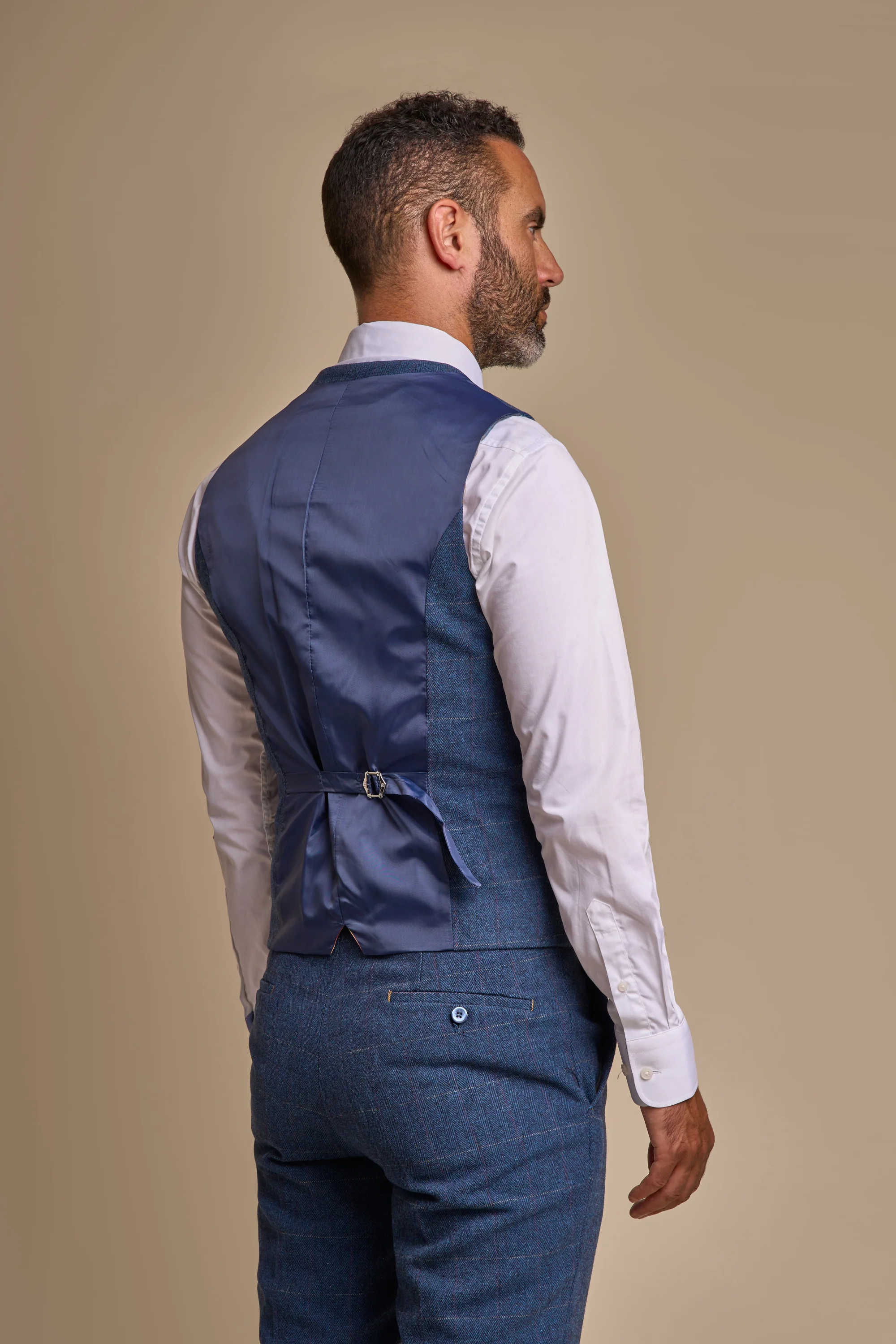 Carnegi Navy Regular Tweed Three Piece Suit - Image 5