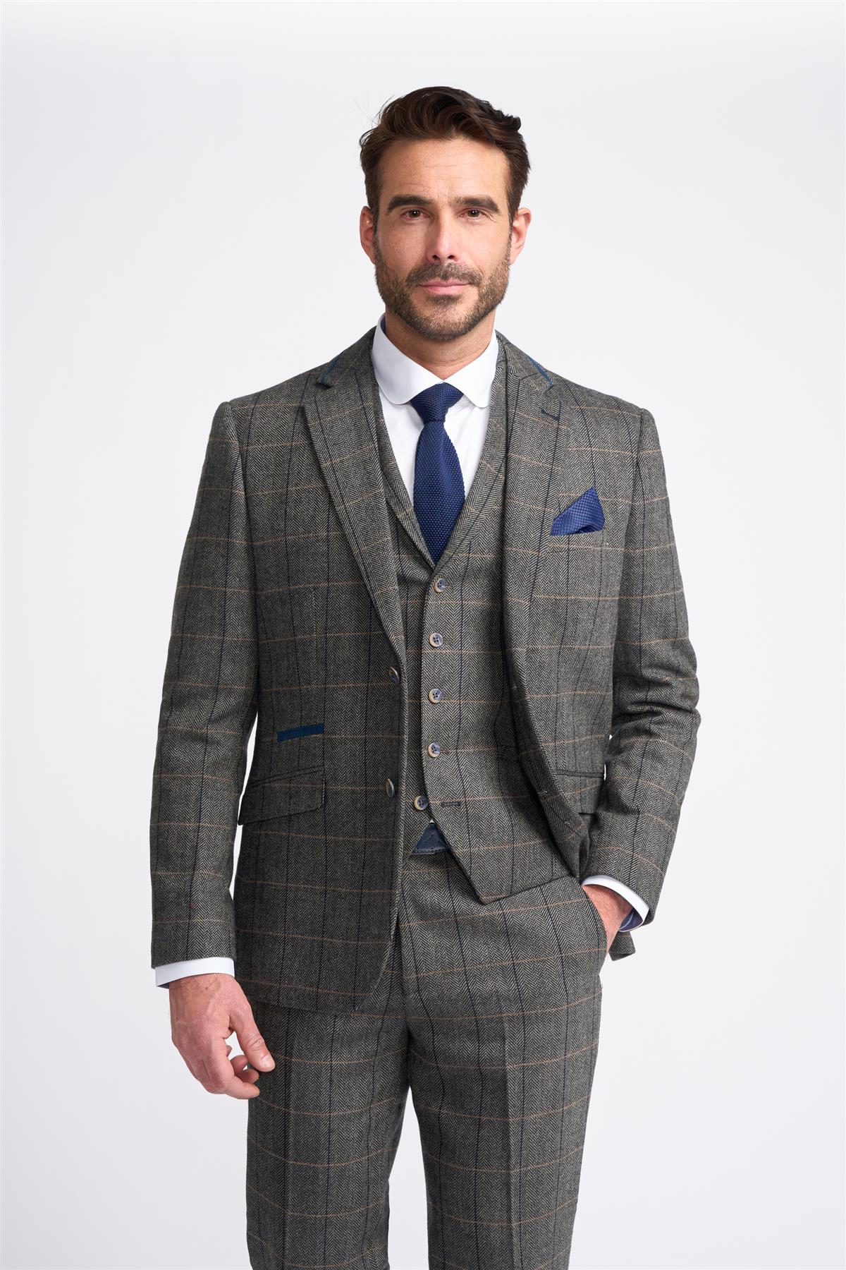 Grey Tweed Check Blazer