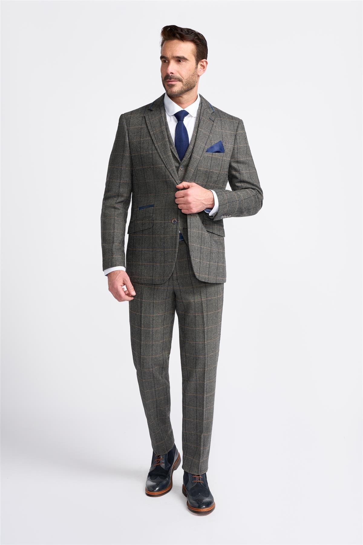 Grey Tweed Check Blazer - Image 2