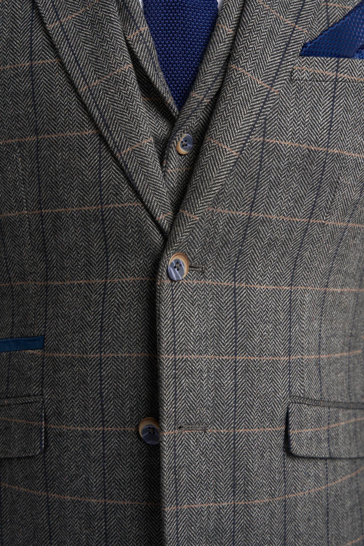 Grey Tweed Check Blazer - Image 5