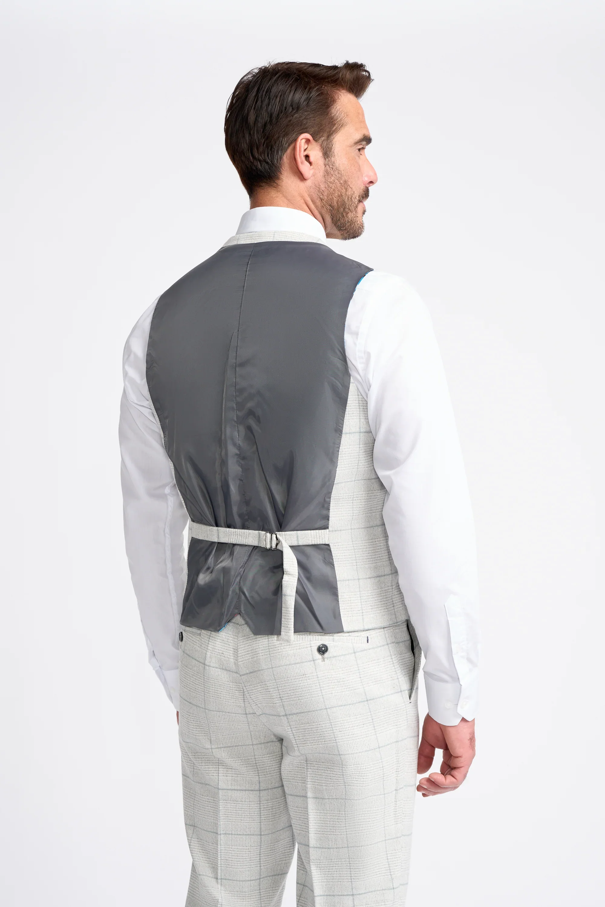 Light Grey Check Three Piece Suit - Image 7