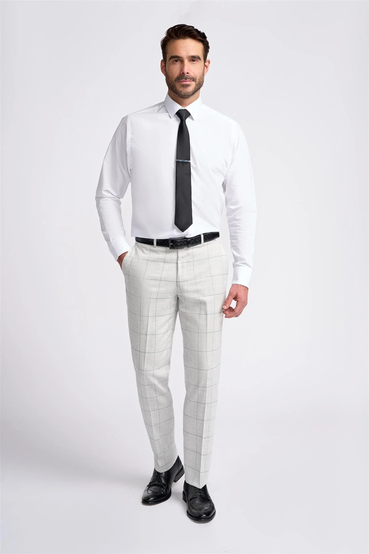 Light Grey Check Trousers