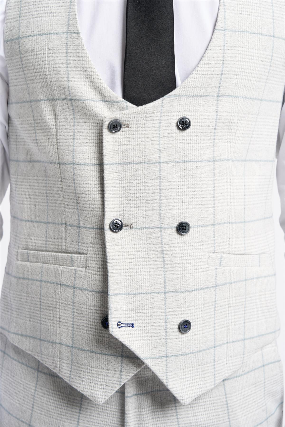 Light Grey Check Waistcoat - Image 5