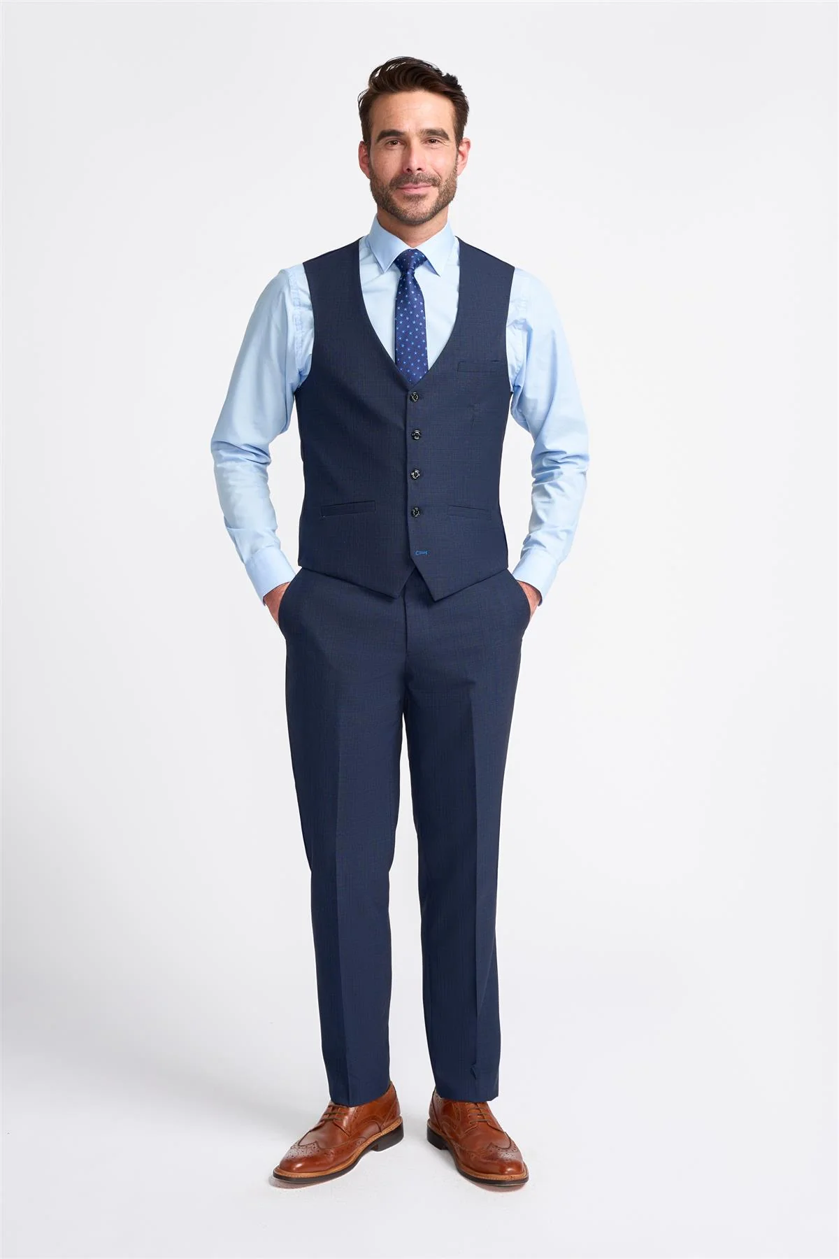 Navy Plain Waistcoat - Image 2