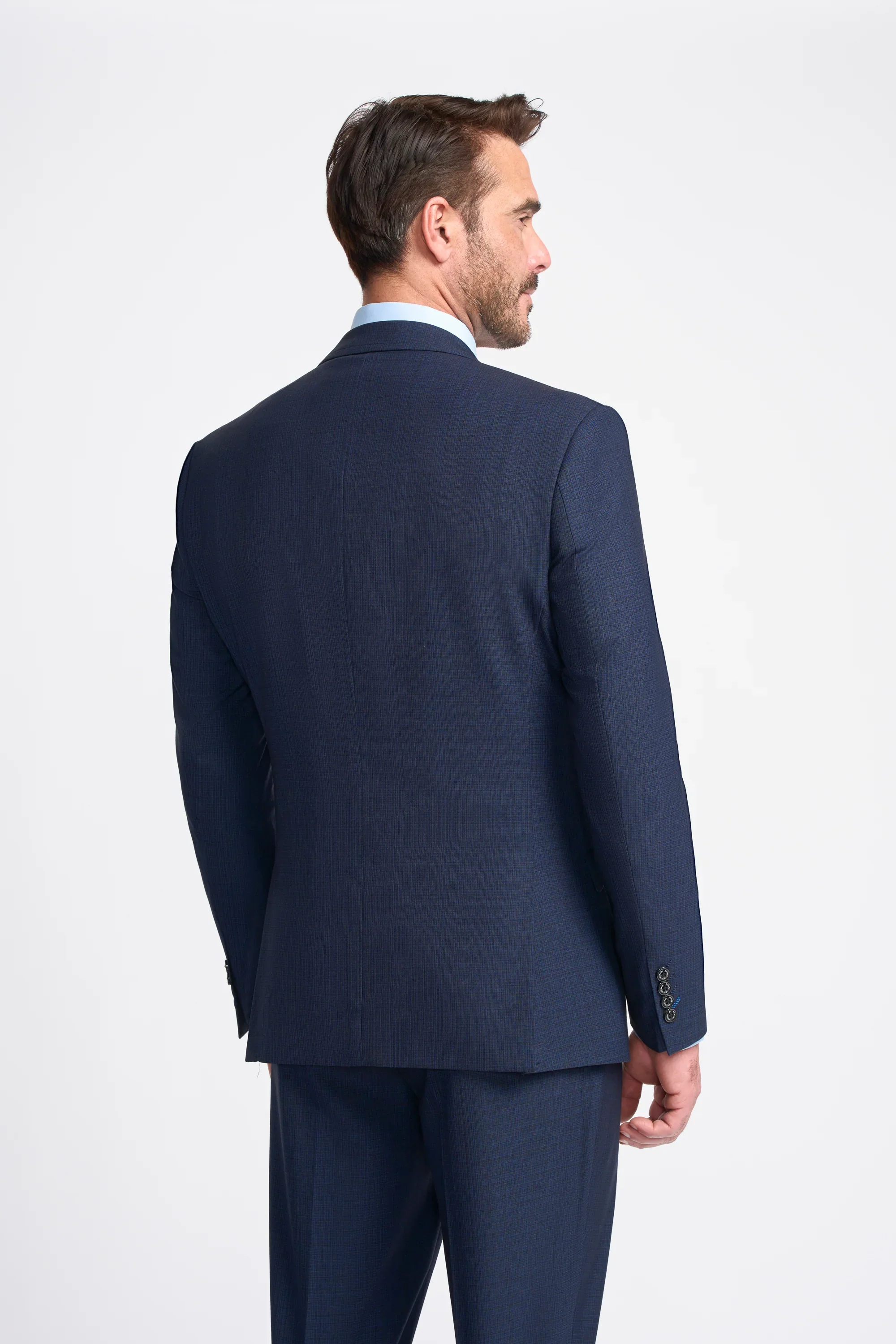 Navy Plain Regular Three Piece Suit - Image 3