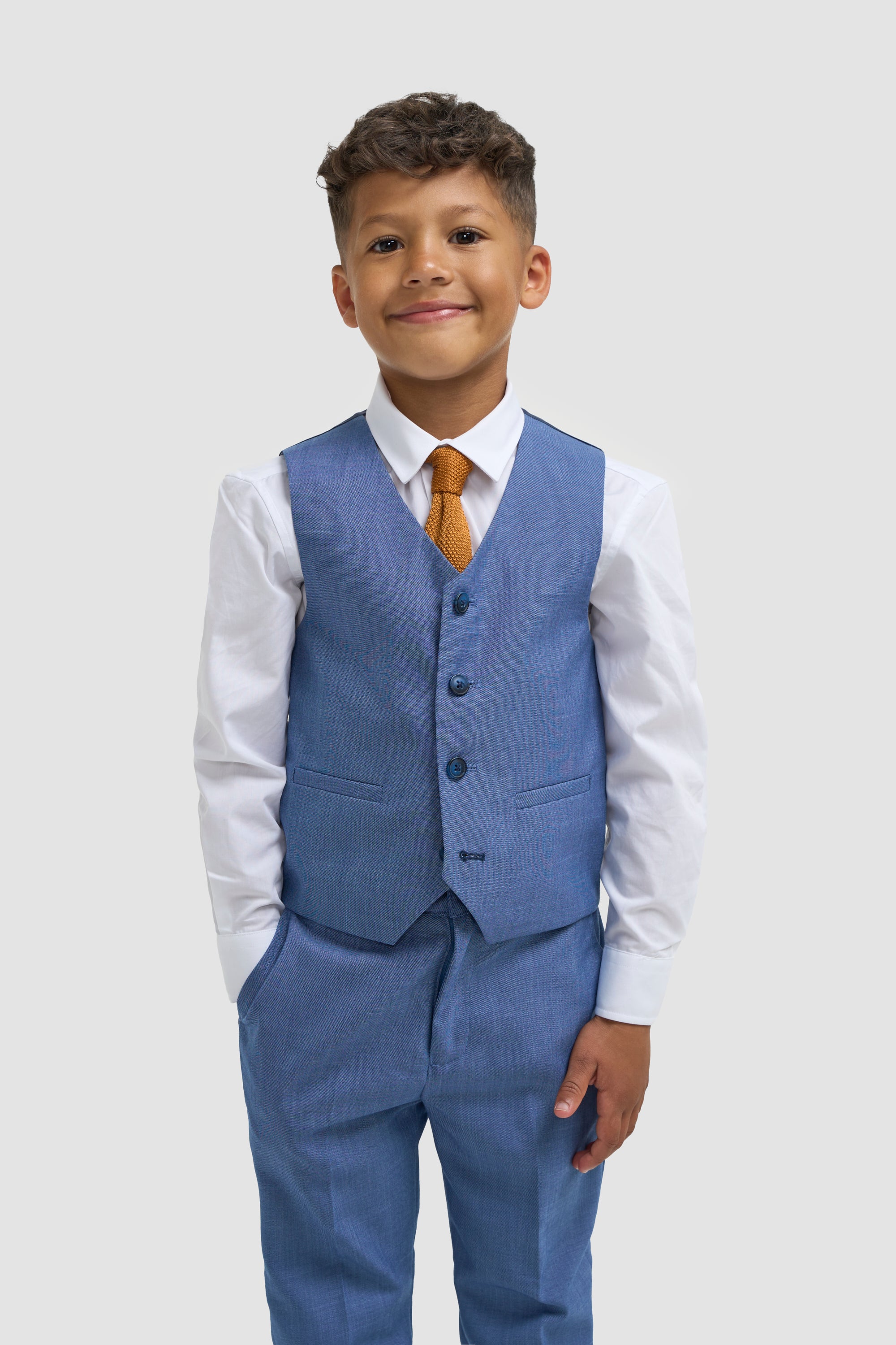 Boys Sky Blue Three Piece Suit - Image 4