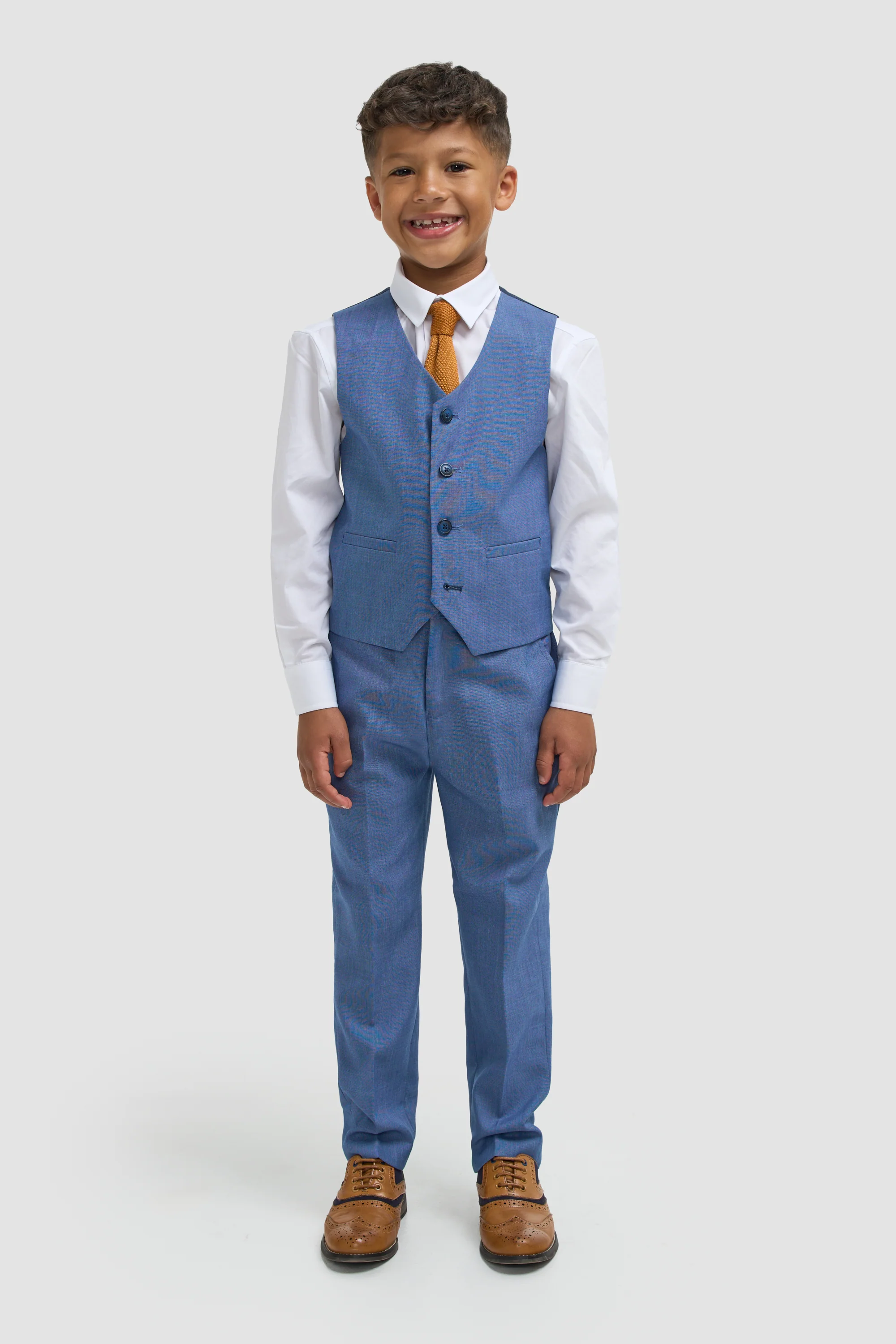 Boys Sky Blue Three Piece Suit - Image 5