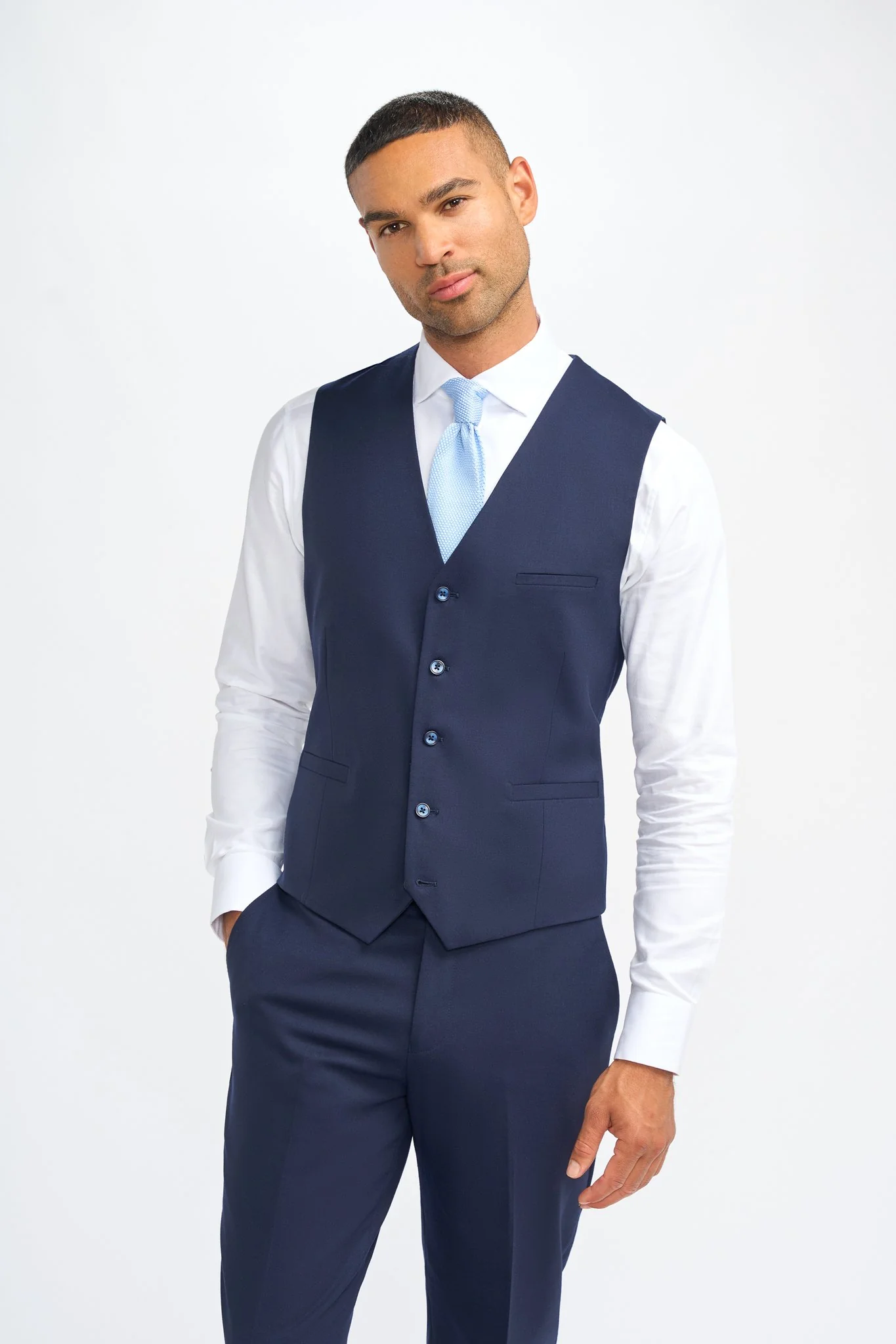 James Navy Super 130s Wool Three Piece Suit - Image 4