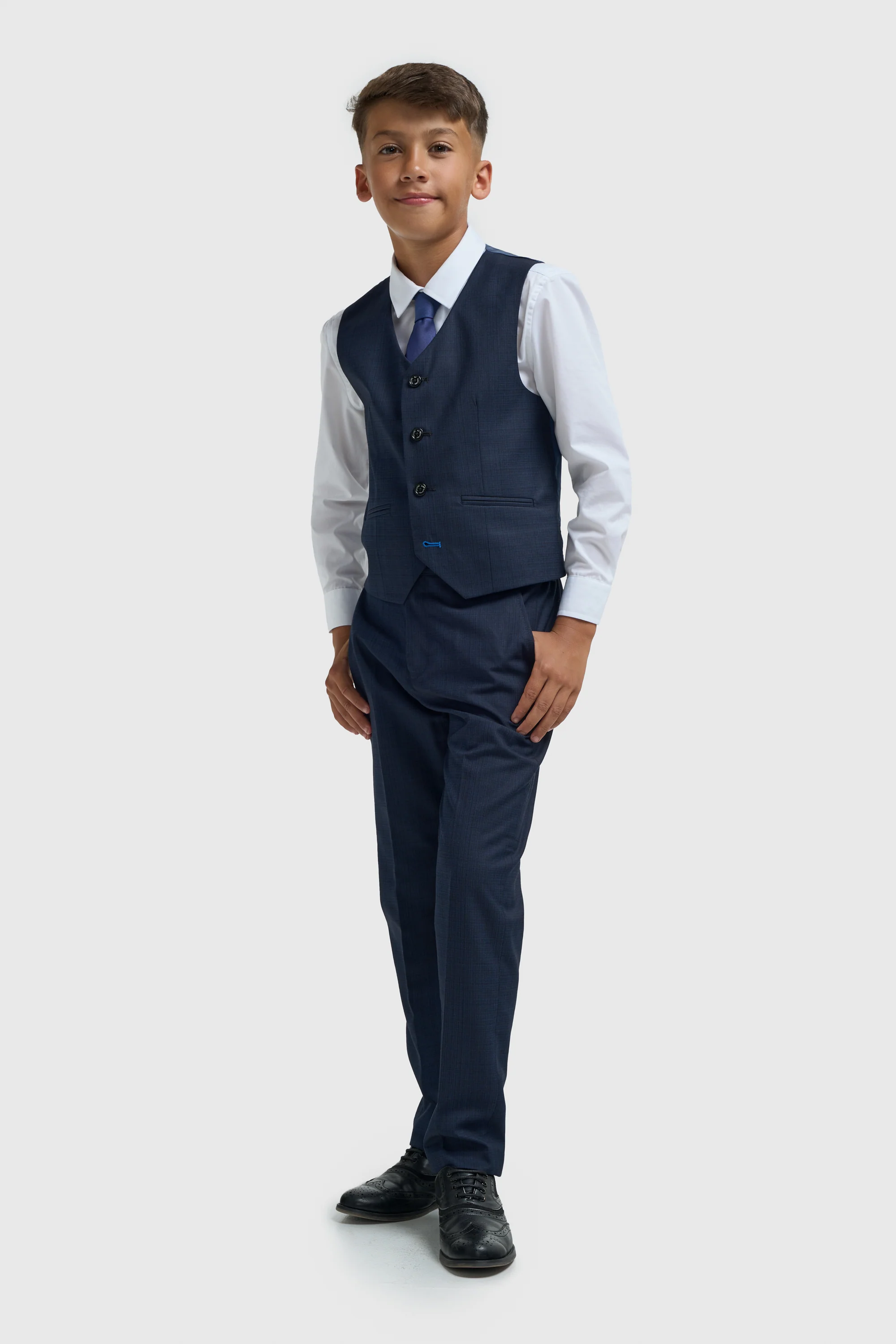 Boys Navy Plain Suit - Image 5